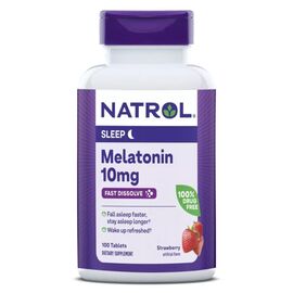 Аминокислота Natrol Мелатонин быстрорастворимый, 10 мг, вкус клубники, Melatonin (NTL-07150)