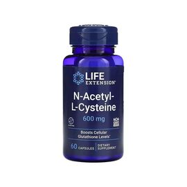 Аминокислота Life Extension N-ацетил-L-цистеин, 600 мг, NAC N-Acetyl-L-Cysteine, 60 капсул (LEX-15436)