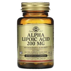Антиоксидант Solgar Альфа-ліпоєва кислота, 200 мг, Alpha Lipoic Acid, 50 вегетеріанс (SOL-00058)