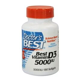 Витамин Doctor's Best Витамин D3, 5000 МЕ, Vitamin D3, 180 вегетарианских капсул (DRB00536)