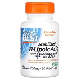 Витаминно-минеральный комплекс Doctor's Best R-липоевая кислота, 200 мг, Stabilized R-Lipoic Acid with BioEnhanced Na-RALA, 60 (DRB-00278)