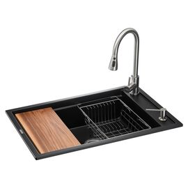 Мийка кухонна GRANADO Basic Estella black (+ змішувач Campo LUX inox + дозатор Redondo inox + кошик + (ksg0101)