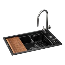 Мойка кухонная GRANADO Royal Artes black shine (+ подрібнювач Algar 1000 + змішувач Ferrol inox + дозатор Redondo inox (ksg1301)