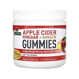 Вітамінно-мінеральний комплекс Nature's Answer Яблучний оцет з імбиром, 500 мг, Apple Cider Vinegar+Ginger Gummies with The (NTA-26288)