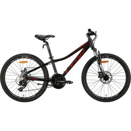 Велосипед Leon 24" Junior AM DD рама-12" Al чорний з червоним 2024 (OPS-LN-24-092)