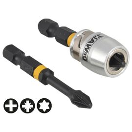 Набор бит DeWALT IMPACT TORSION, ударных, Pz2, L=50 мм, 2 шт.+магнитный держатель (DT70535T)