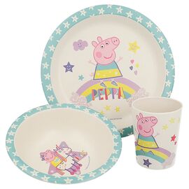 Набір дитячого посуду Stor Peppa Pig - Magical Bamboo 3 Pcs Set With Rim (Stor-01385)