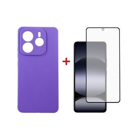 Чохол до мобільного телефона Dengos Kit Xiaomi Redmi Note 14 case Carbon + glass (Purple) (DG-KM-129)