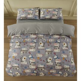 Постельное белье Ardesto Gloria сатин веселые котики, серый евро 200х220 (ART2022FC)