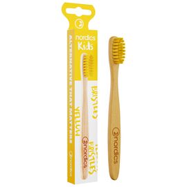 Детская зубная щетка Nordics Baby Moso из бамбука, желтая. (3800500324135)