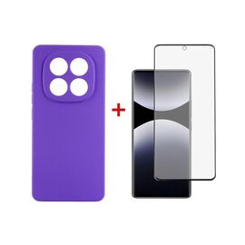 Чехол для мобильного телефона Dengos Kit Xiaomi Redmi Note 14 Pro case Carbon + glass (Purple) (DG-KM-130)