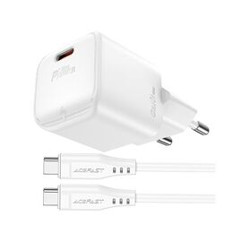 Зарядное устройство Acefast USB-C 30W Gan A77 mini + USB-C cable Fast Charger White (6974316282853)