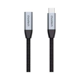 Дата кабель USB-C 3.1 AM/AF 2.0m 10Gbps 100W nylon braid Choetech (XCC-1039-CA-GY)