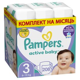 Подгузник Pampers Active Baby Midi Размер 3 (6-10 кг), 208 шт. (8001090910745)