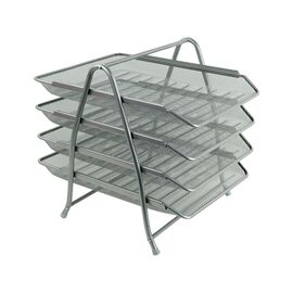 Лоток для паперів Axent горизонтальний 4-в-1, металевий, срібний (2129-03-A)