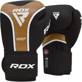 Боксерские перчатки RDX Aura Plus T-17 Black Golden 12 унцій (BGR-T17BGL-12OZ+)