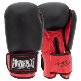 Боксерские перчатки PowerPlay 3004 Classic Чорно-Червоні 10 унцій (PP_3004_10oz_Bl/Red)