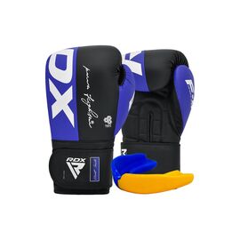 Боксерские перчатки RDX F4 Boxing Sparring Gloves Hook & Loop Blue/Black 14 унцій (BGR-F4U-14OZ)