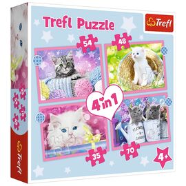 Пазл Trefl Забавные коты 4 in 1 (35, 48, 54, 70) элемента (5900511343960)