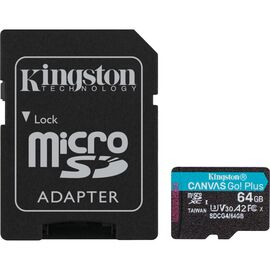 Карта памяти Kingston 64GB microSDXC сlass 10 UHS-I U3 V30 A2 Canvas Go Plus G4 (SDCG4/64GBSP)