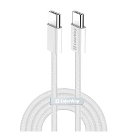 Дата кабель USB-C to USB-C 2.0m (braided cotton) (PD Fast Charging 60W) 3.0А grey ColorWay (CW-CBPDCC068-GR)