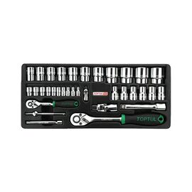 Набор инструментов Toptul с трещоткой 1/4", 1/2" 34шт. (в ложементе) (GCAT3401)