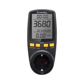 Ваттметр ColorWay цифровий 16A/3680W, black (CW-VM16-02D)
