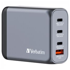 Зарядний пристрій Verbatim GaN 100 W 4 ports (2xUSB-C-100 W,USB-C 65 W /USB-A -3.0) (32202)
