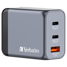 Зарядное устройство Verbatim GaN 65 W 3 ports (2xUSB-C-65 W /USB-A -3.0) (32201)