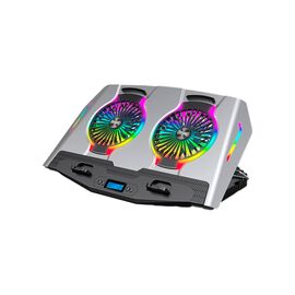 Подставка для ноутбука IceCoorel 10-18", 2*125mm 1400 RPM, 2*USB, + LCD display, 461x298x52mm, Silver (N9S)