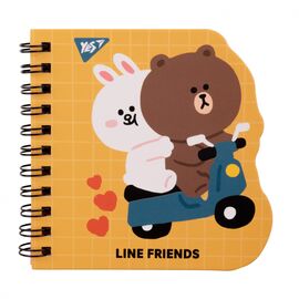 Блокнот Yes 100x100 мм 30 листов двойная спираль Line Friends yellow точки (151812)