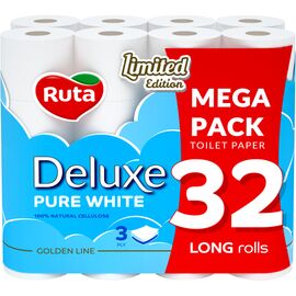 Туалетная бумага Ruta Pure White Deluxe 3 слоя 160 отрывов 32 рулона (4820202896135)