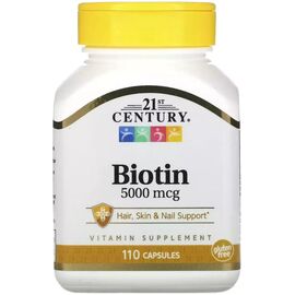 Витамин 21st Century Биотин, 5000 мкг, Biotin, 110 капсул (CEN-27116)