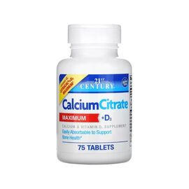 Вітамін 21st Century Кальцій Цитрат та вітамін D3, Calcium Citrate + D3 Maximum, 75 таблеток (CEN-27492)