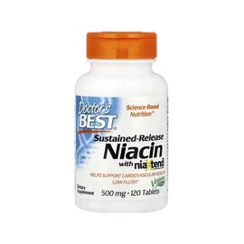 Вітамінно-мінеральний комплекс Doctor's Best Ніацин, Вітамін В3, 500 мг, Sustained-Release Niacin with niaXtend, 120 таблі (DRB-00242)