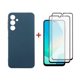 Чехол для мобильного телефона Dengos Samsung Galaxy A16 Carbon + glass 2pcs (Blue) (DG-CTG2P-07)