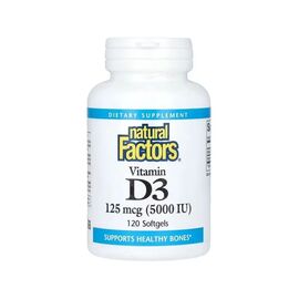 Вітамінно-мінеральний комплекс Natural Factors Вітамін D3, 125 мкг 5000 МО, Vitamin D3, 120 гелевих капсул (NFS-01056)