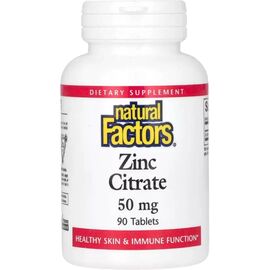 Мінерали Natural Factors Цитрат Цинку, 50 мг, Zinc Citrate, 90 Таблеток (NFS-01680)