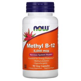 Витаминно-минеральный комплекс Now Foods Витамин B-12, Метилкобаламин, 5000 мкг, Methyl B-12, NOW Foods, 90 веге (NOW-00505)