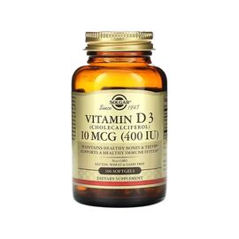 Вітамінно-мінеральний комплекс Solgar Вітамін D3, 10 мкг (400 МО), Vitamin D3 (Cholecalciferol), 240 гелевих капс (SOL-03320)