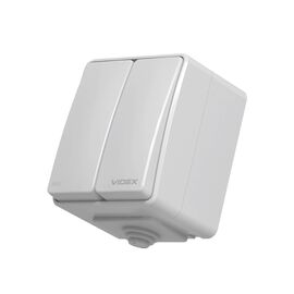 Вимикач Videx BINERA IP65 зовнішній 2кл сірий (BINERA IP65 наружный 2кл серый)