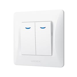 Выключатель Videx BINERA 2кл с подсветкой белый (VF-BNSW2L-W)