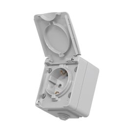 Розетка Videx BINERA IP65 наружная 1ая с заземлением сера