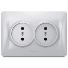 Розетка Videx BINERA 2ая серебр (VF-BNSK2-SS)
