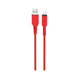 Дата кабель USB 2.0 AM to Lightning 1.0m 2.4A nylon X59 red HOCO (6931474744876)