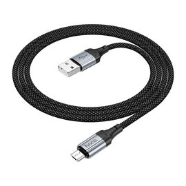 Дата кабель USB 2.0 AM to Micro 5P 1.0m 2.4A nylon X102 black HOCO (6942007608763)