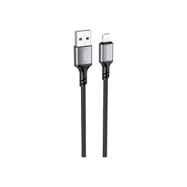 Дата кабель USB 2.0 AM to Lightning Famous silicone BX83 black BOROFONE (6974443386356)