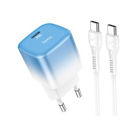 Зарядное устройство HOCO C101A USB-C PD20W + cable USB-C to USB-C Ice Blue (6931474769398)