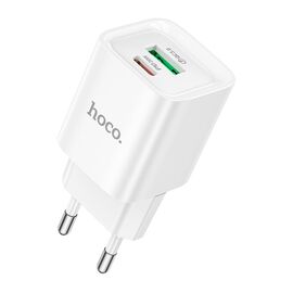 Зарядное устройство HOCO C147A Charm 1xUSB-C PD20W + 1xUSB QC3.0 White (6942007630276)