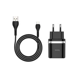 Зарядное устройство HOCO C12Q Smart USB QC3.0 + cable Micro 18W Black (6931474716279)
